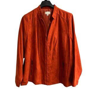 Studio Works Jacket 22W Burnt Orange Faux Suede Full Zip Blazer Classic Office